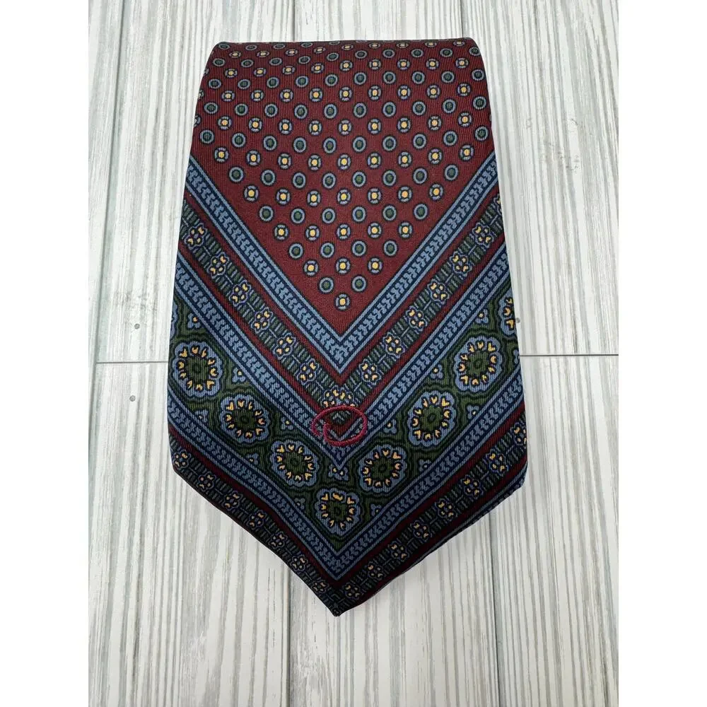 Oscar de la Renta Men's Formal Tie Red Abstract Blue Pattern for the White House